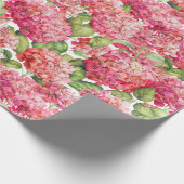 Hydrangea-korallenrotes rosa mit Blumenmuster Geschenkpapier (Ecke)