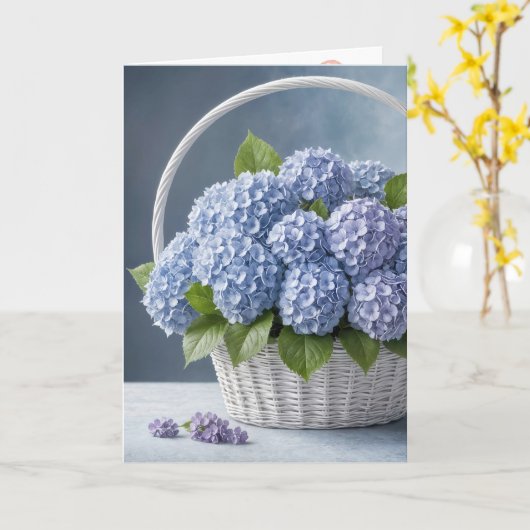 Hydrangea-Körbchen zum Geburtstag Karte (Gelbe Blume)