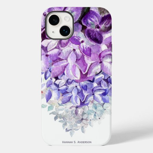 Hydrangea Lavender Blue White Ombre | PERSONALISIE Case-Mate iPhone Hülle (Rückseite)