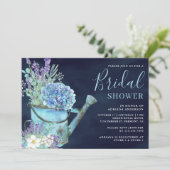 Hydrangea Lavender Floral Navy Blue Brautparty Einladung (Stehend Vorderseite)
