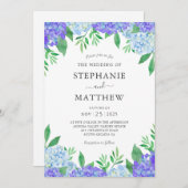 Hydrangea Lila Blue Wedding Einladung (Vorne/Hinten)