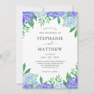 Hydrangea Lila Blue Wedding Einladung