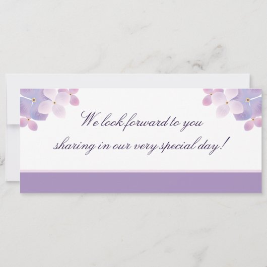 Hydrangea-lila Einladung (Rückseite)