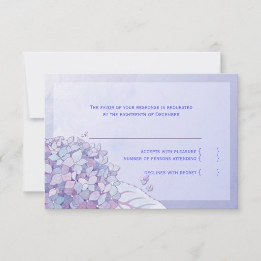 Hydrangea Lila Floral Wedding RSVP (Vorderseite)
