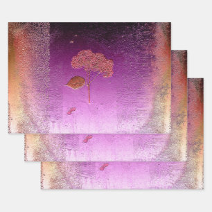 Hydrangea Lila Gold Metallic Floral Geschenkpapier Set