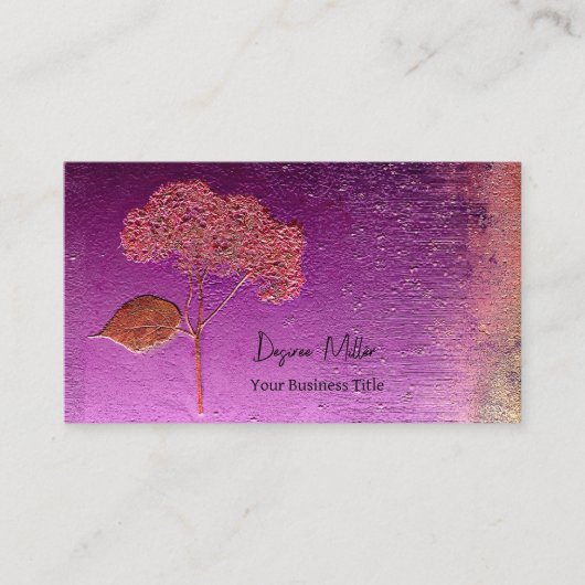 Hydrangea Lila Gold Metallic Floral Visitenkarte (Vorderseite)