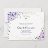 Hydrangea Lilac Floral Geometric Memorial Dankeskarte (Vorderseite)