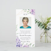 Hydrangea Lilac Floral Geometric Memorial Dankeskarte (Stehend Vorderseite)