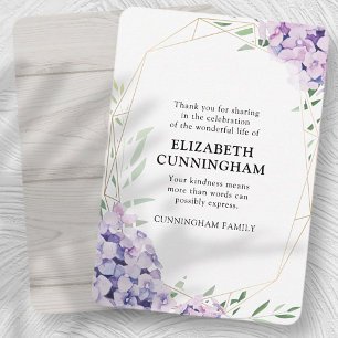 Hydrangea Lilac Floral Geometric Memorial Dankeskarte
