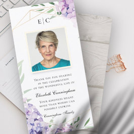 Hydrangea Lilac Floral Geometric Memorial Dankeskarte