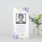 Hydrangea Lilac Floral Geometric Memorial Dankeskarte (Stehend Vorderseite)