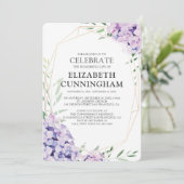 Hydrangea Lilac Floral Geometric Memorial Einladung (Stehend Vorderseite)
