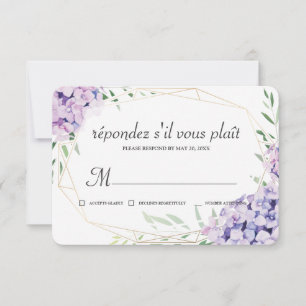 Hydrangea Lilac Floral Geometric Memorial RSVP Karte