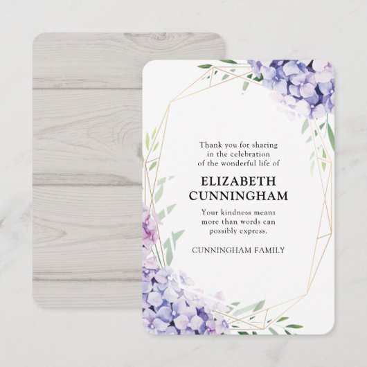 Hydrangea Lilac-Gedenkstätte Dankeskarte (Vorne/Hinten)