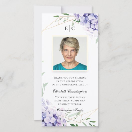 Hydrangea Lilac-Gedenkstätte Dankeskarte (Vorderseite)