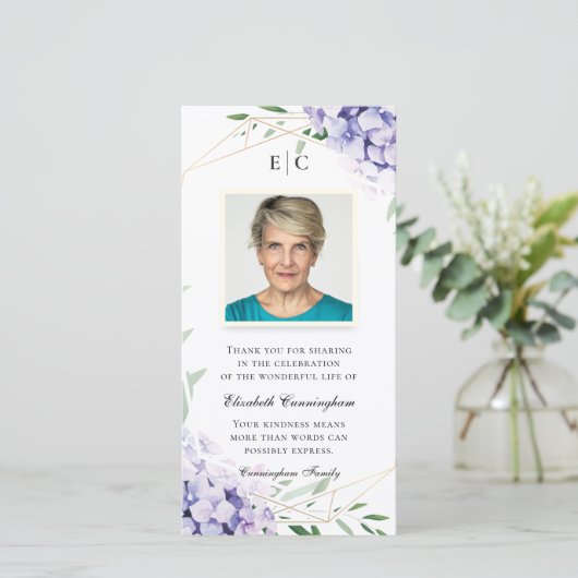 Hydrangea Lilac-Gedenkstätte Dankeskarte (Stehend Vorderseite)