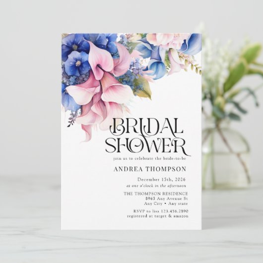 Hydrangea | Lilies Floral | BRAUTPARTY Einladung (Stehend Vorderseite)