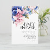 Hydrangea | Lilies Floral | Wasserfarben-Babydusch Einladung (Stehend Vorderseite)