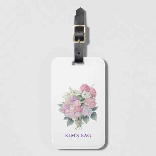 Hydrangea Luggage Tag, personalized Gepäckanhänger (Vorderseite Vertikal)