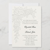 Hydrangea Luminous Ecru Formale Klassische Hochzei Einladung (Vorderseite)