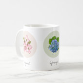 Hydrangea, Lupine und Dogwood-Blume Kaffeetasse (Vorderseite Links)