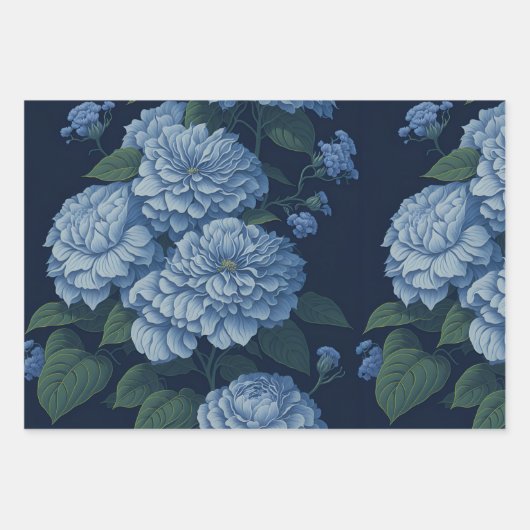 Hydrangea Luxus Blume Musterpapier Geschenkpapier Set (Vorderseite 2)