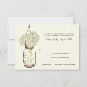 Hydrangea & Mason Jar Hochzeit RSVP Karte