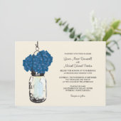 Hydrangea & Mason Jar Hochzeitseinladungen Einladung (Stehend Vorderseite)