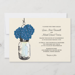 Hydrangea & Mason Jar Hochzeitseinladungen Einladung