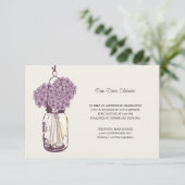 Hydrangea & Mason Jar Hochzeitsempfang Begleitkarte (Stehend Vorderseite)