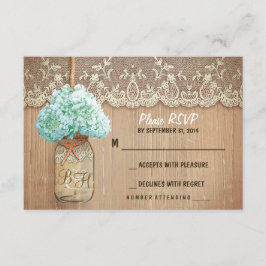 Hydrangea mason jar rustikale Hochzeit RSVP Karten