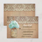 Hydrangea mason jar rustikale Hochzeit RSVP Karten (Vorne/Hinten)