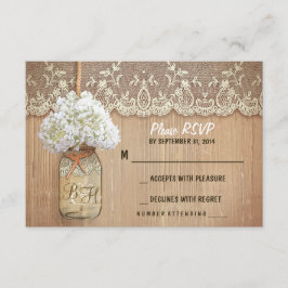 Hydrangea mason jar rustikale Hochzeit RSVP Karten
