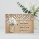 Hydrangea mason jar rustikale Hochzeit RSVP Karten (Stehend Vorderseite)