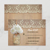 Hydrangea mason jar rustikale Hochzeit RSVP Karten (Vorne/Hinten)