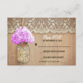 Hydrangea mason jar rustikale Hochzeit RSVP Karten