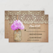 Hydrangea mason jar rustikale Hochzeit RSVP Karten (Vorne/Hinten)