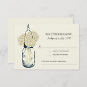 Hydrangea & Mason Jar Wedding RSVP (Vorne/Hinten)