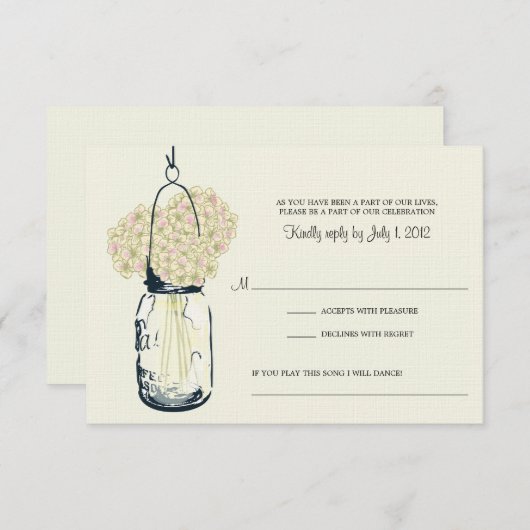 Hydrangea & Mason Jar Wedding RSVP (Vorne/Hinten)