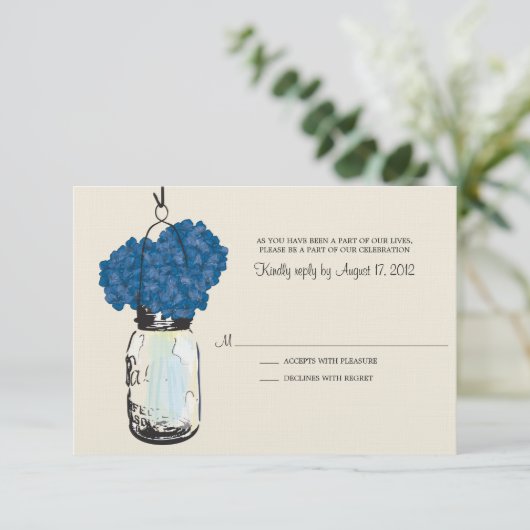 Hydrangea & Mason Jar Wedding RSVP (Stehend Vorderseite)