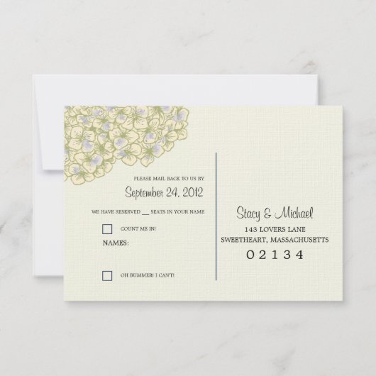 Hydrangea & Mason Jar Wedding RSVP (Rückseite)