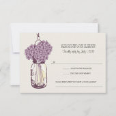 Hydrangea & Mason Jar Wedding RSVP Karte (Vorderseite)