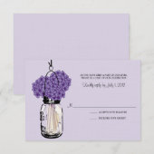 Hydrangea & Mason Jar Wedding RSVP Karte (Vorne/Hinten)