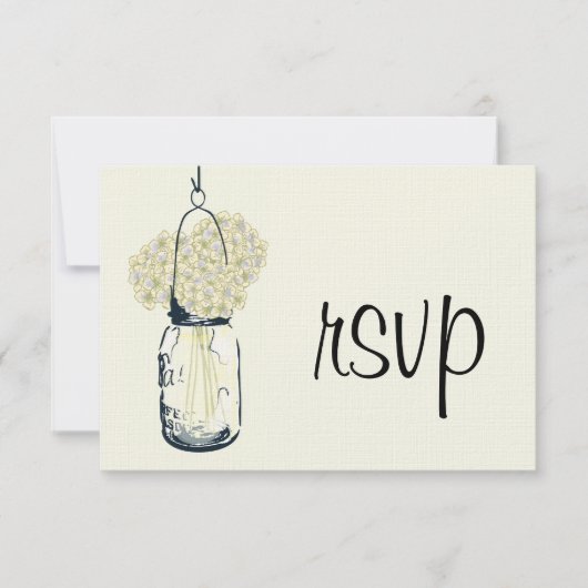 Hydrangea & Mason Jar Wedding RSVP Karte (Vorderseite)