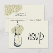 Hydrangea & Mason Jar Wedding RSVP Karte (Vorne/Hinten)