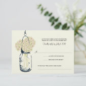 Hydrangea & Mason Jar Wedding RSVP Karte (Stehend Vorderseite)