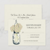 Hydrangea & Mason Jar Wedding RSVP Karte (Vorne/Hinten)