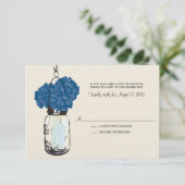 Hydrangea & Mason Jar Wedding RSVP Karte (Stehend Vorderseite)