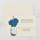Hydrangea & Mason Jar Wedding RSVP Karte (Vorne/Hinten)