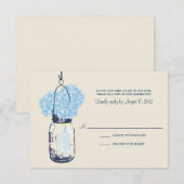Hydrangea & Mason Jar Wedding RSVP Karte (Vorne/Hinten)